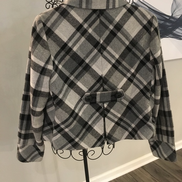 Nine West Black and Gray Plaid Wool Swing Coat - Picture 5 of 7